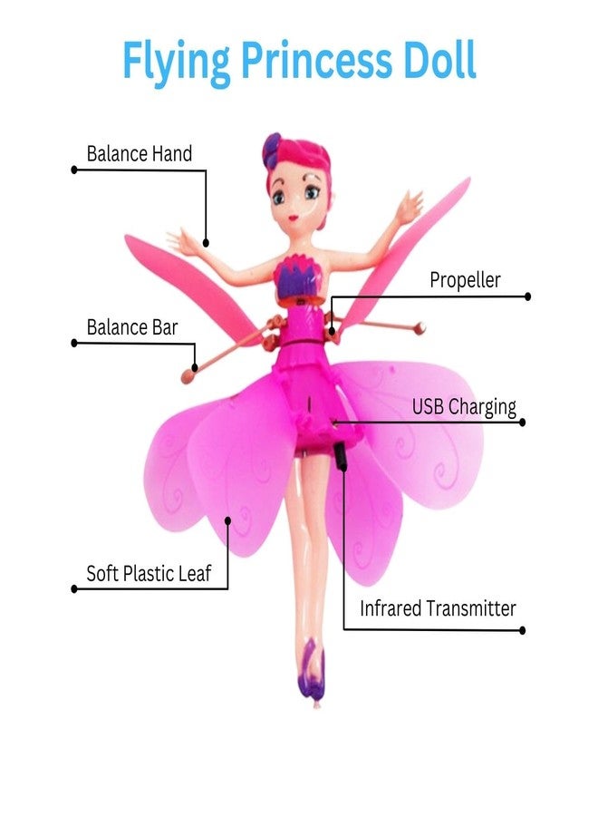 ASHAPURA CREATION Magical Flying Fairy Doll, Hand Sensor Control, USB Powered Magic Flying Fairy, Sky Dancers Flying Toy, Rainbow Glitter Flying Princess Doll Best Gift for Girls Boys (Random Color) - Image 4